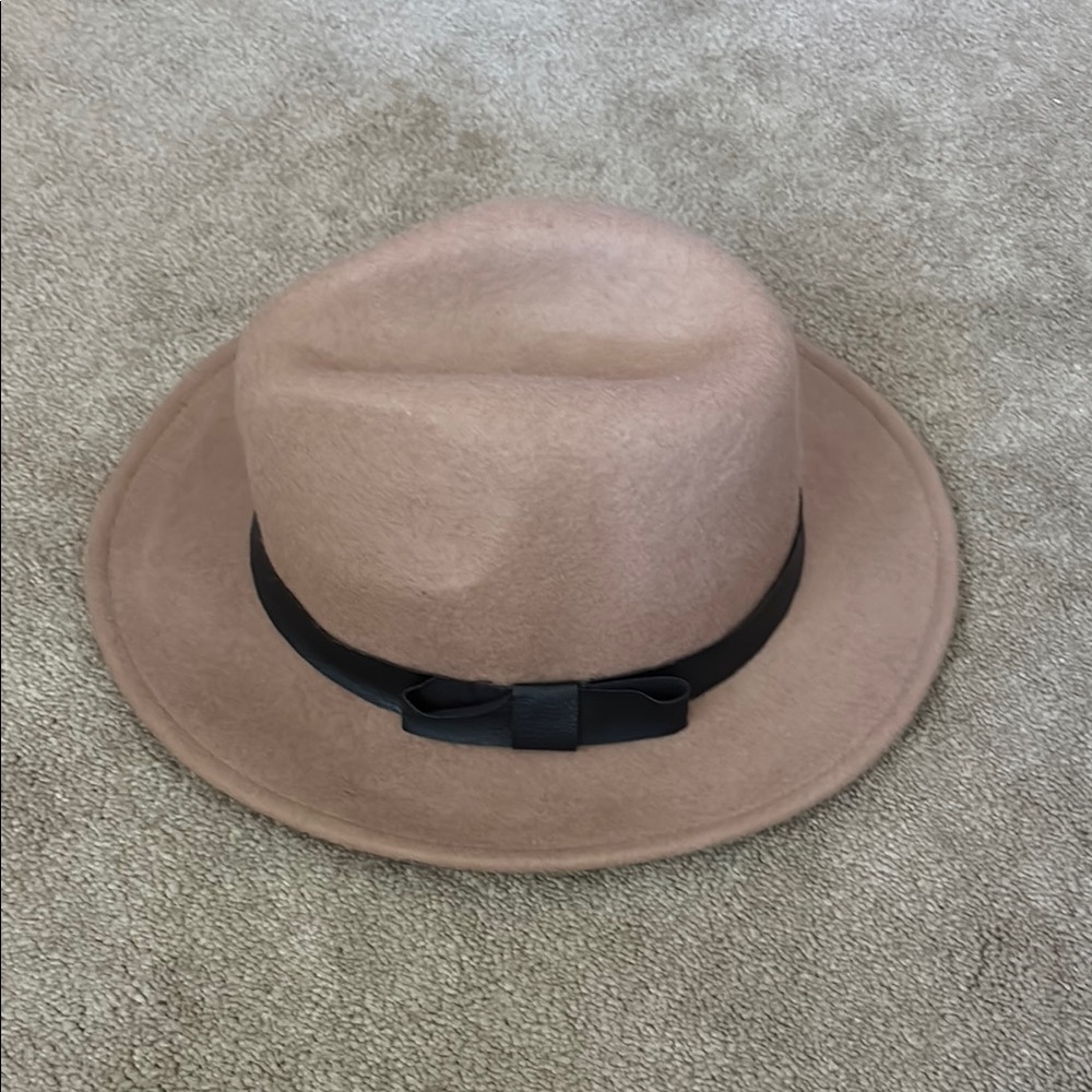 Cost Plus World Market Tan Fedora Hat Black Band